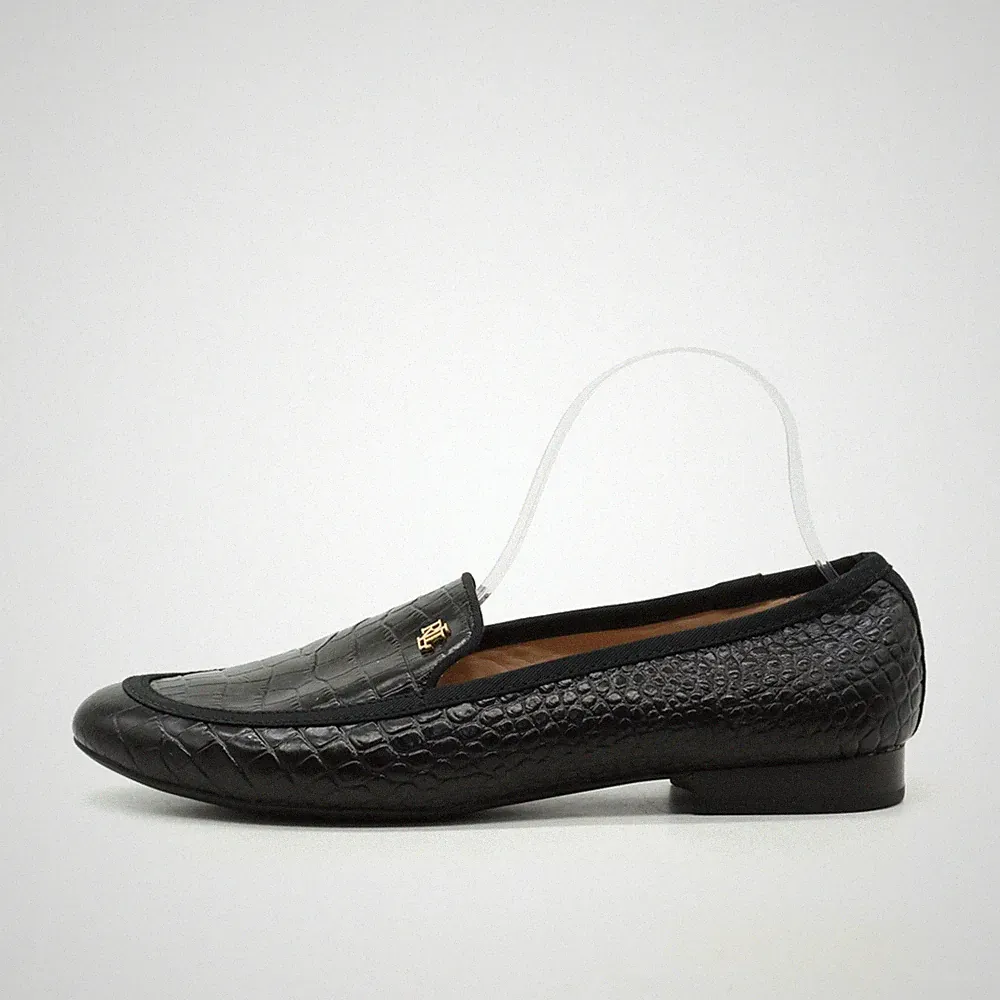 Lauren Ralph Damen Loafer Schwarz Kunstleder Niedrig Klassisch EU 40
