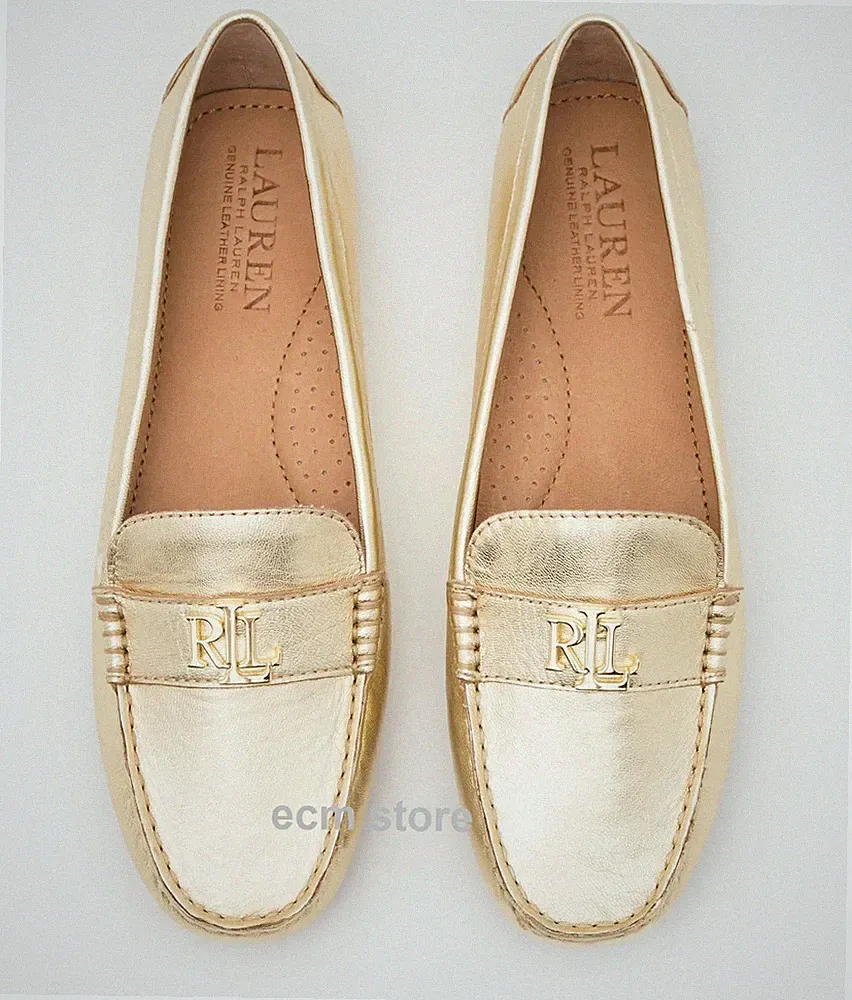 Lauren Ralph Lauren BARNSBURY METALLIC LOAFER gold Halbschuhe Größe 36 Schuh