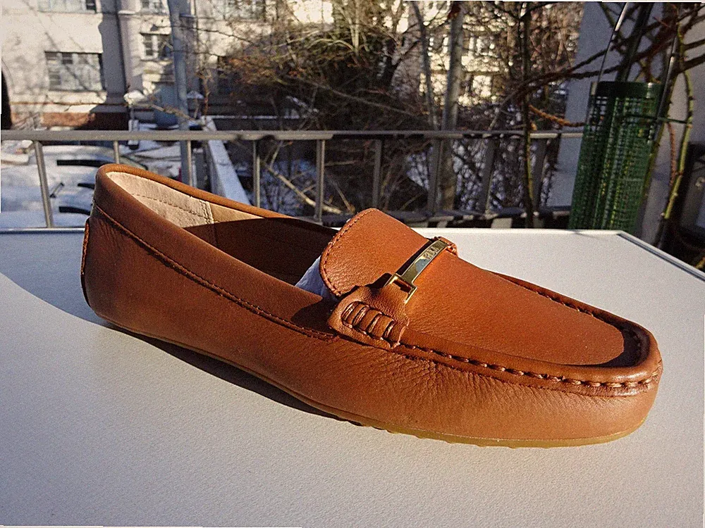 LAUREN RALPH LAUREN Briony Damen Loafer Mokassin Leder Braun Italy Gr.36 Neu