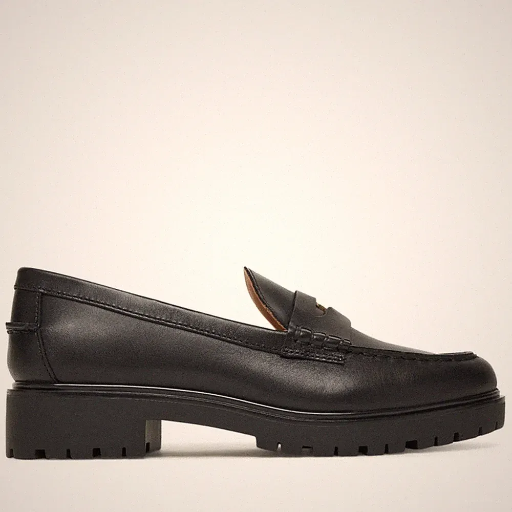 Lauren Ralph Lauren Marli Damen Schwarze Leder Loafer Freizeit 802967752001