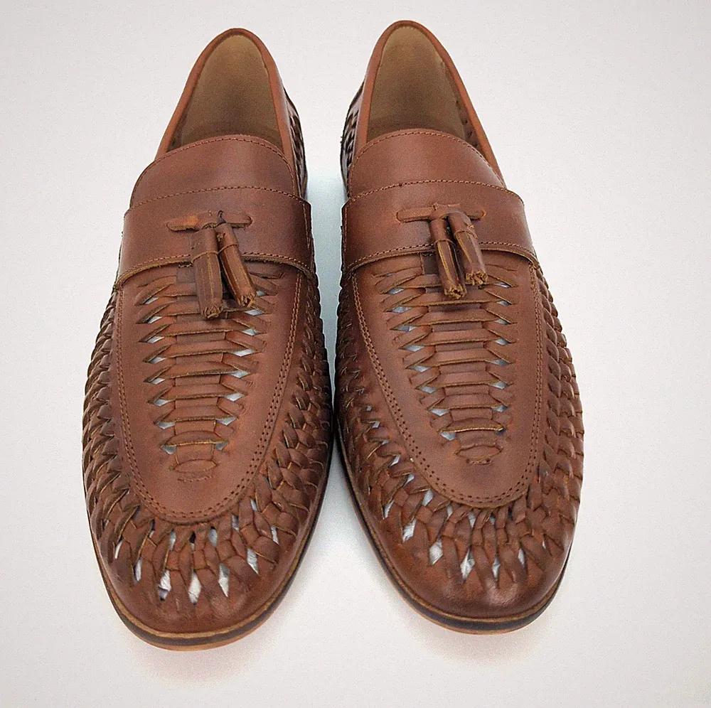 Lawrence Grey Herren Schuhe Tassel Loafer Slipper geflochtenem Nappa Leder EU45