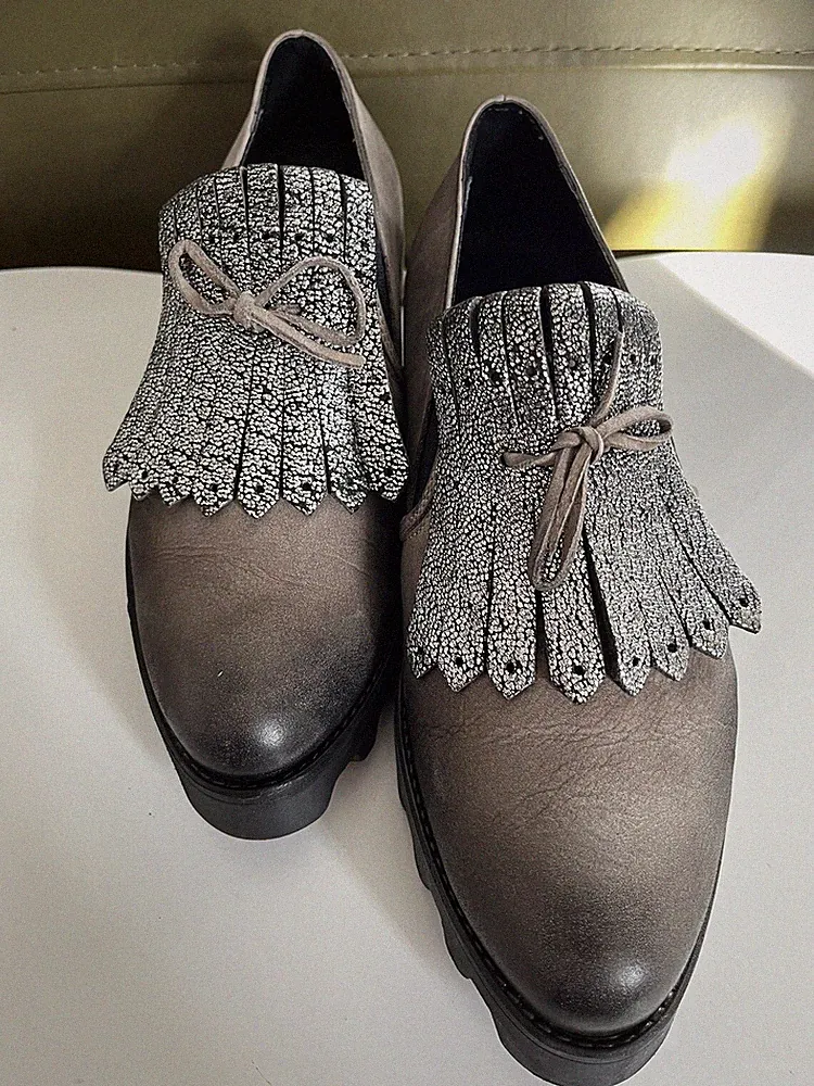 LAZAMANI Nubukleder Schuhe Lasche Grau/Silber Echtleder Loafer Gr.38 NEU