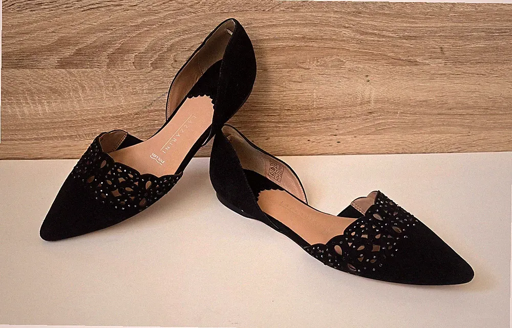 Lazzarini D'Orsay-Ballerinas Pumps Loafer Mokassin Slipper Veloursleder Gr. 40