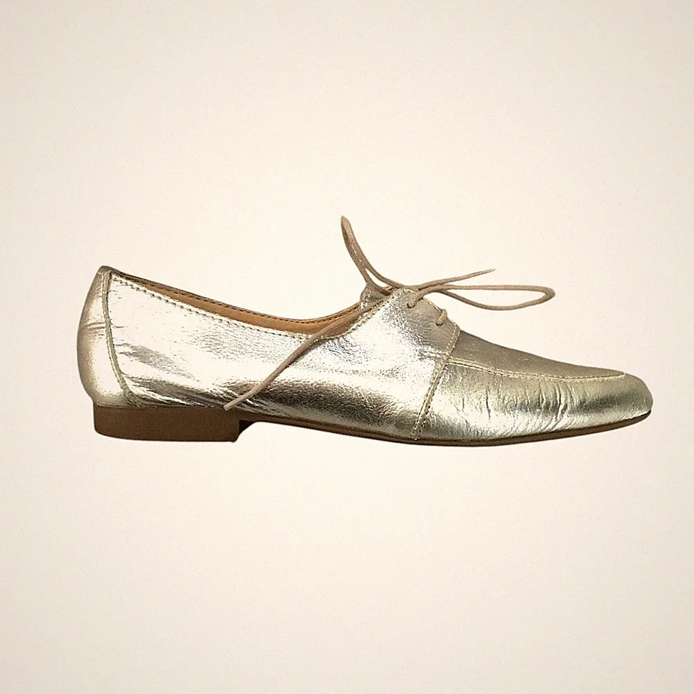 Leather Metallic Silver 38 (7) Women’s Tap Party Festive Cocktail NYE Boho Artsy