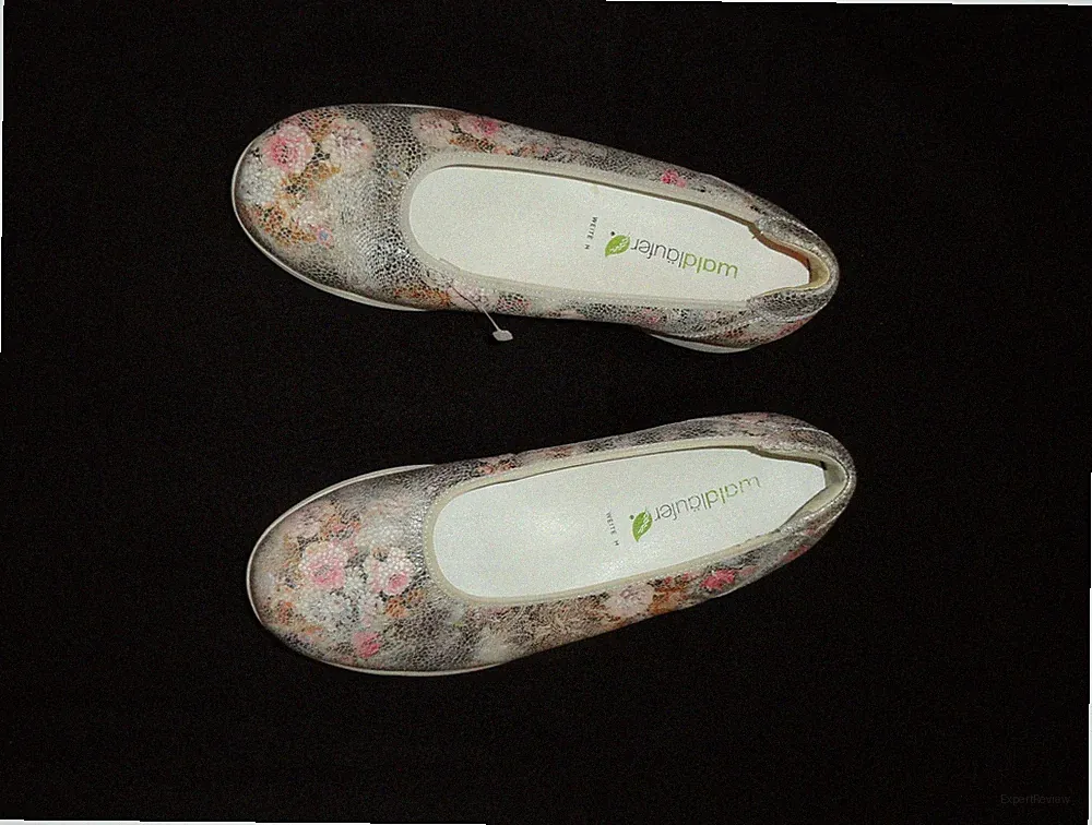 Leder Ballerinas Slipper 37,5 38 Mokassin Loafer UK 4,5 Blumen rosa grau FEHLER