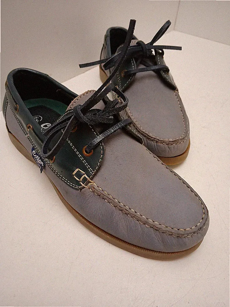 Leder blau & grau Halbschuhe Schnürschuhe Gummisohle Gr. UK 6 von Cotton Traders NEU.