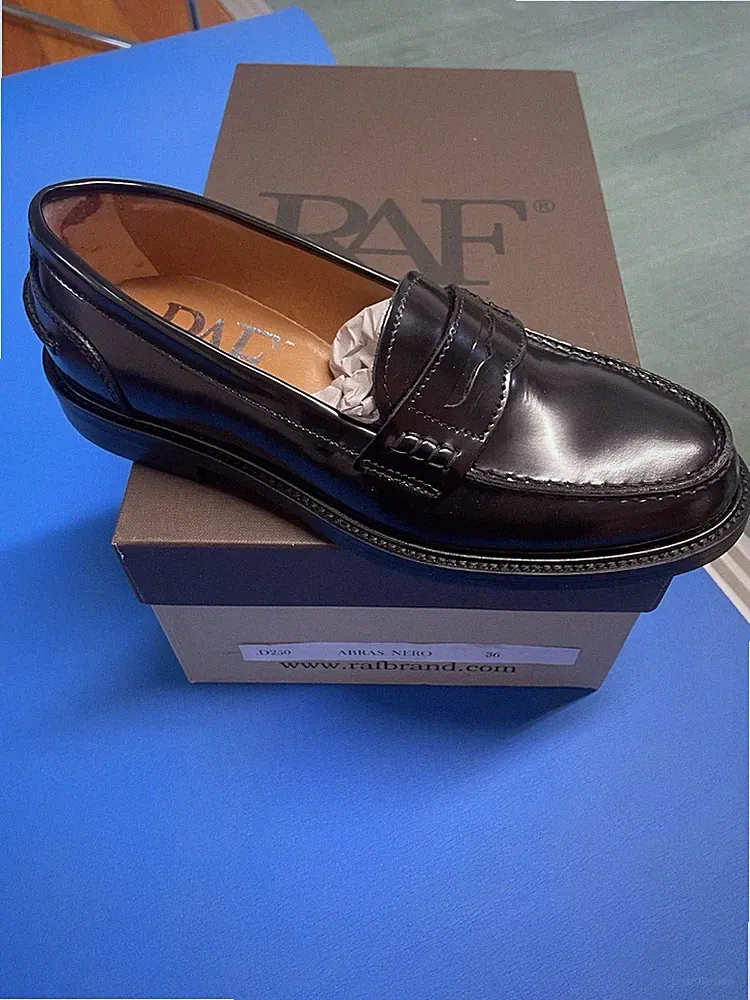 Leder Halbschuh schwarz RAF Shoes Modell 0250 Schuhe Woman Damen Black Lucid 36