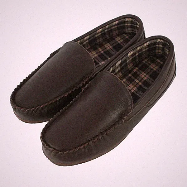 Leder Halbschuh Slipper braun oder marine mit harter Sohle