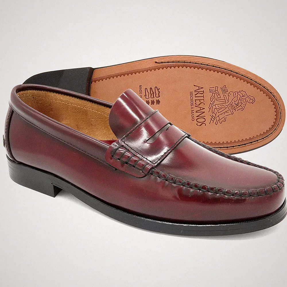 Leder Penny Loafer blau Herren Slipper genähte Business Schuhe mit Ledersohle