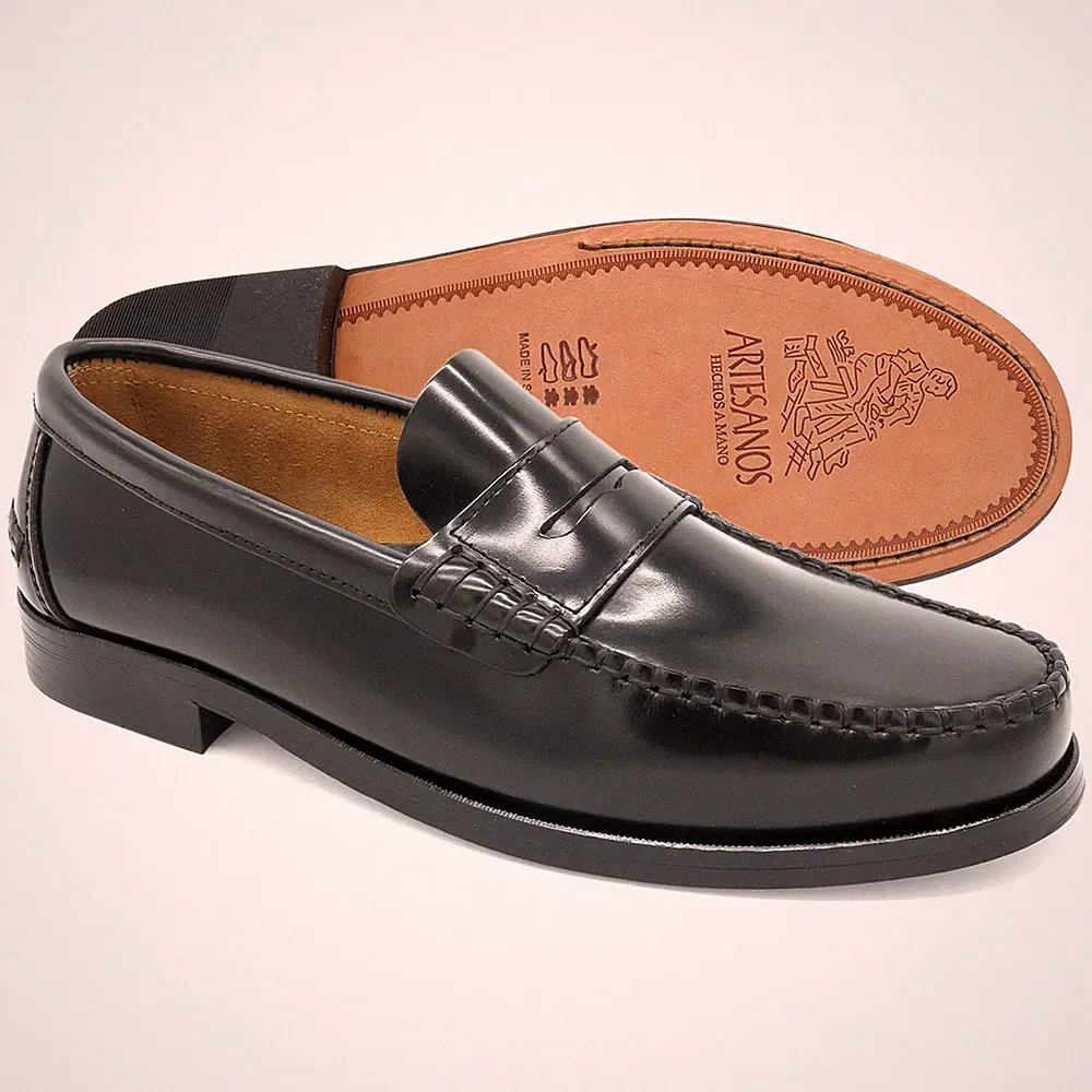 Leder Penny Loafer blau Herren Slipper genähte Business Schuhe mit Ledersohle