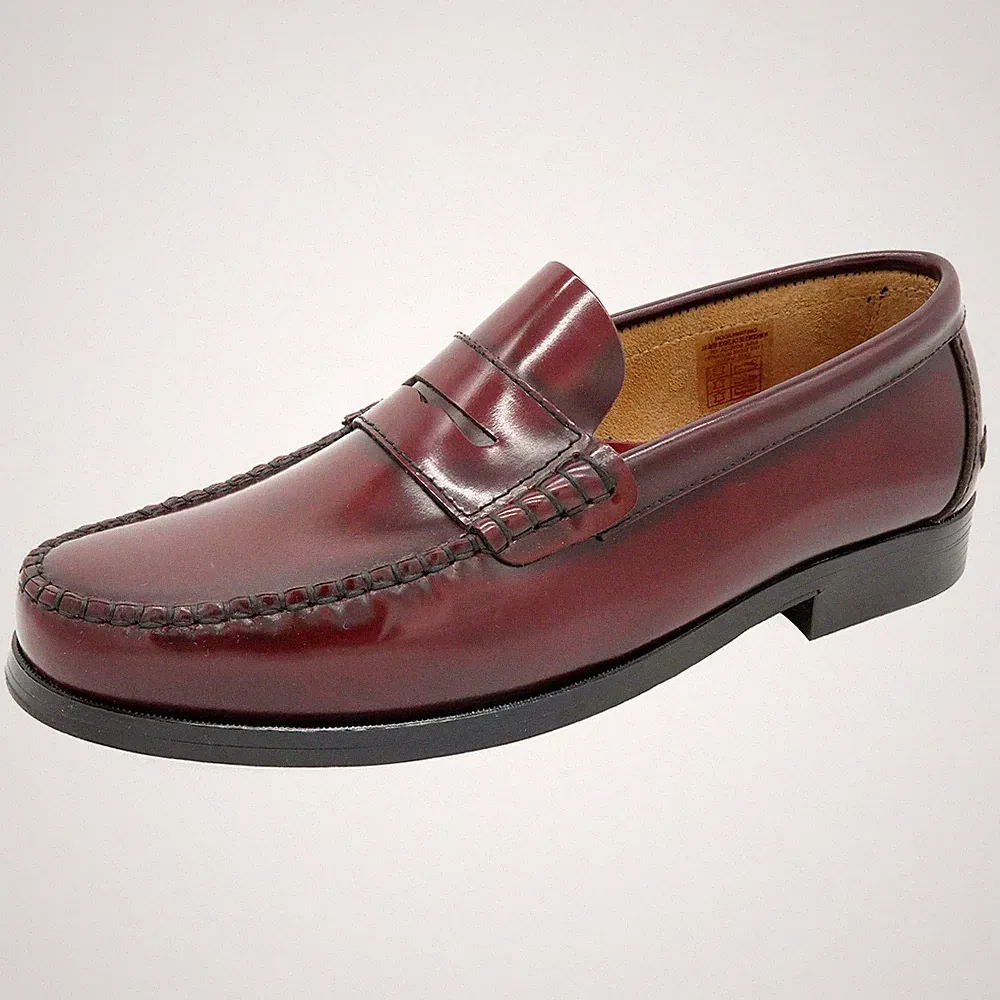 Leder Penny Loafer Herren bordeaux rot genähte Business Schuhe mit Ledersohle