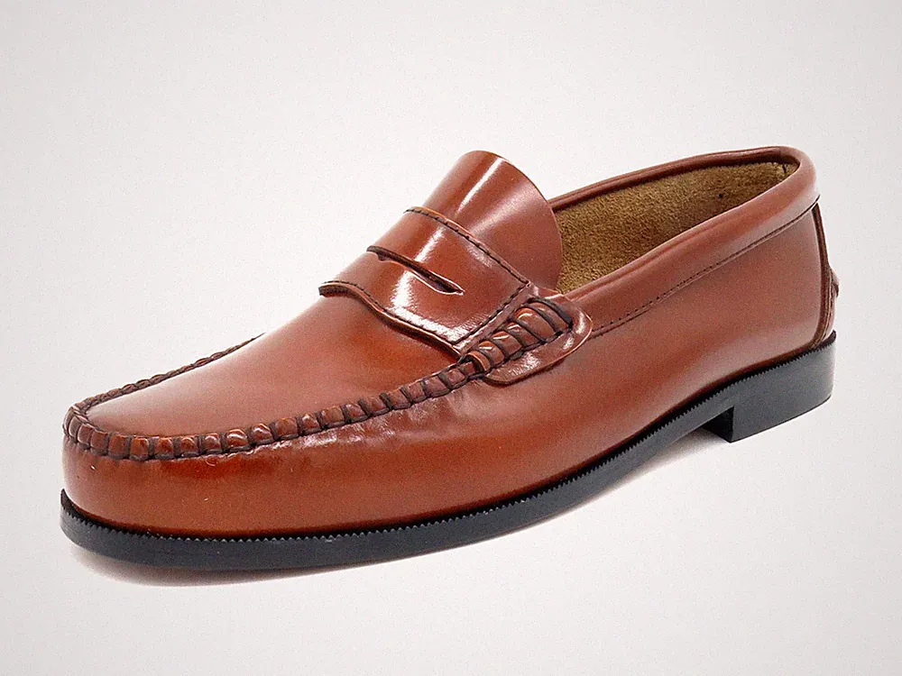 Leder Penny Loafer Herren braun Slipper genähte Business Schuhe mit Ledersohle F