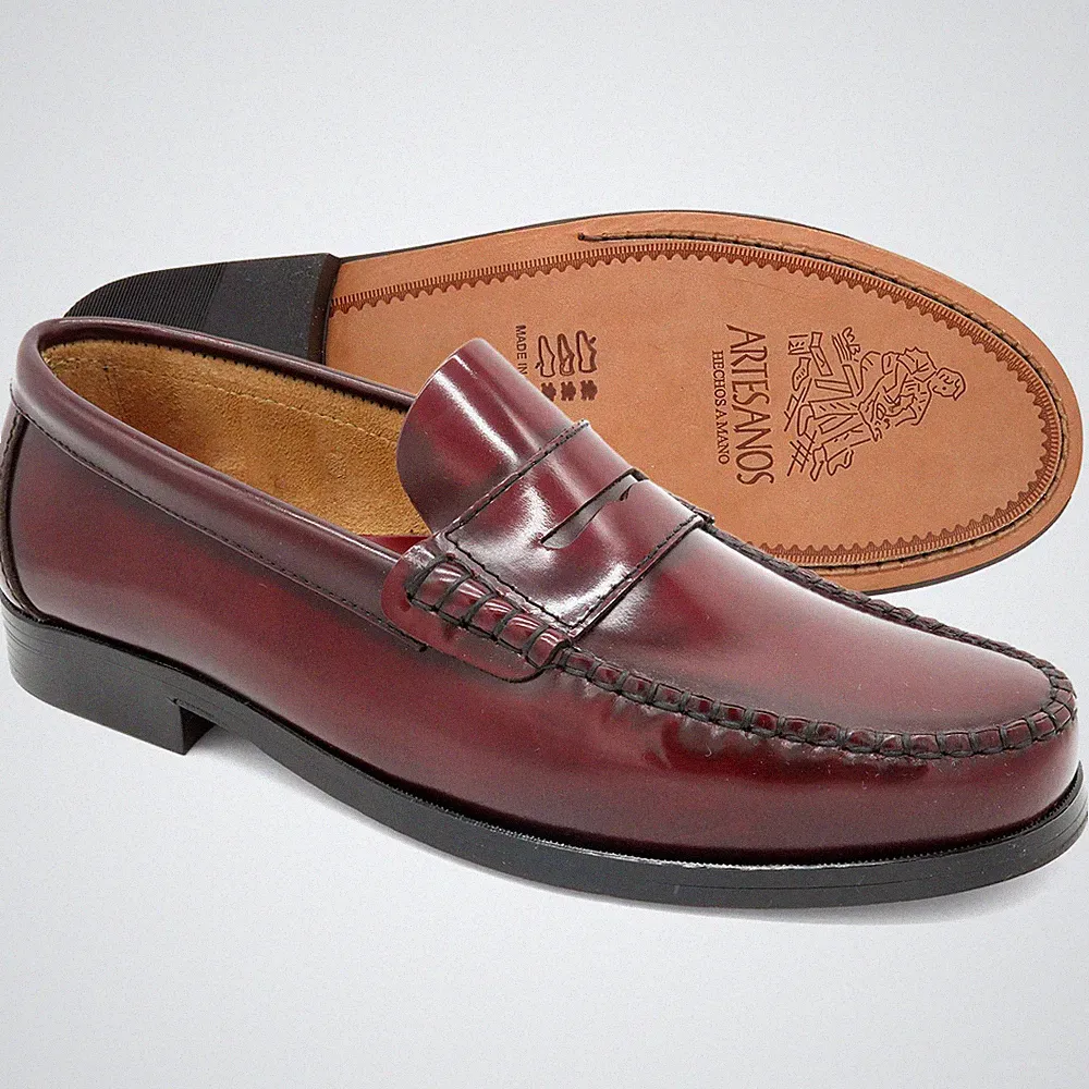 Leder Penny Loafer Herren Schwarz Slipper genähte Business Schuhe mit Ledersohle