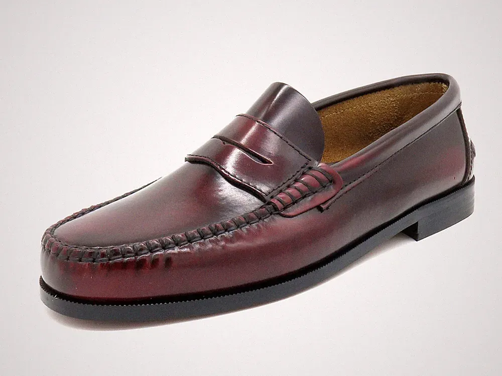 Leder Penny Loafer Herren Schwarz Slipper genähte Ledersohle Business Elegant F