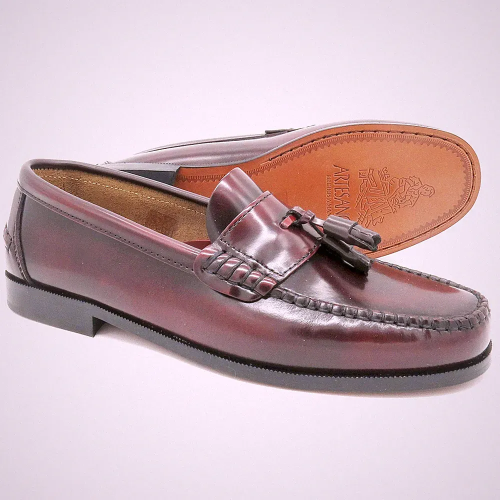 Leder Tassel Loafer Herren Bordeaux Slipper genähte Business Schuhe Ledersohle F