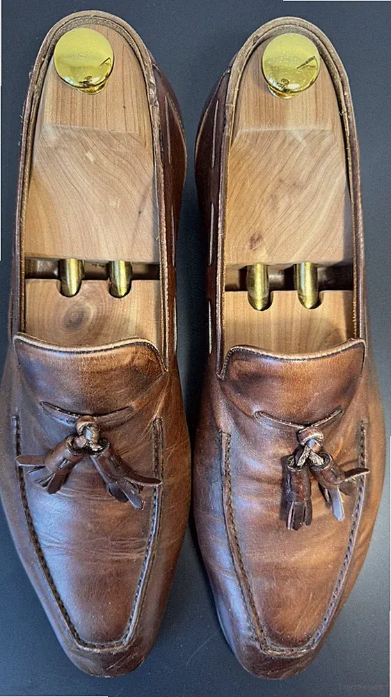 LENDVAY & SCHWARCZ Tassel Loafer Leder Braun Gr. 44 UK 10 Slipper Handgemacht