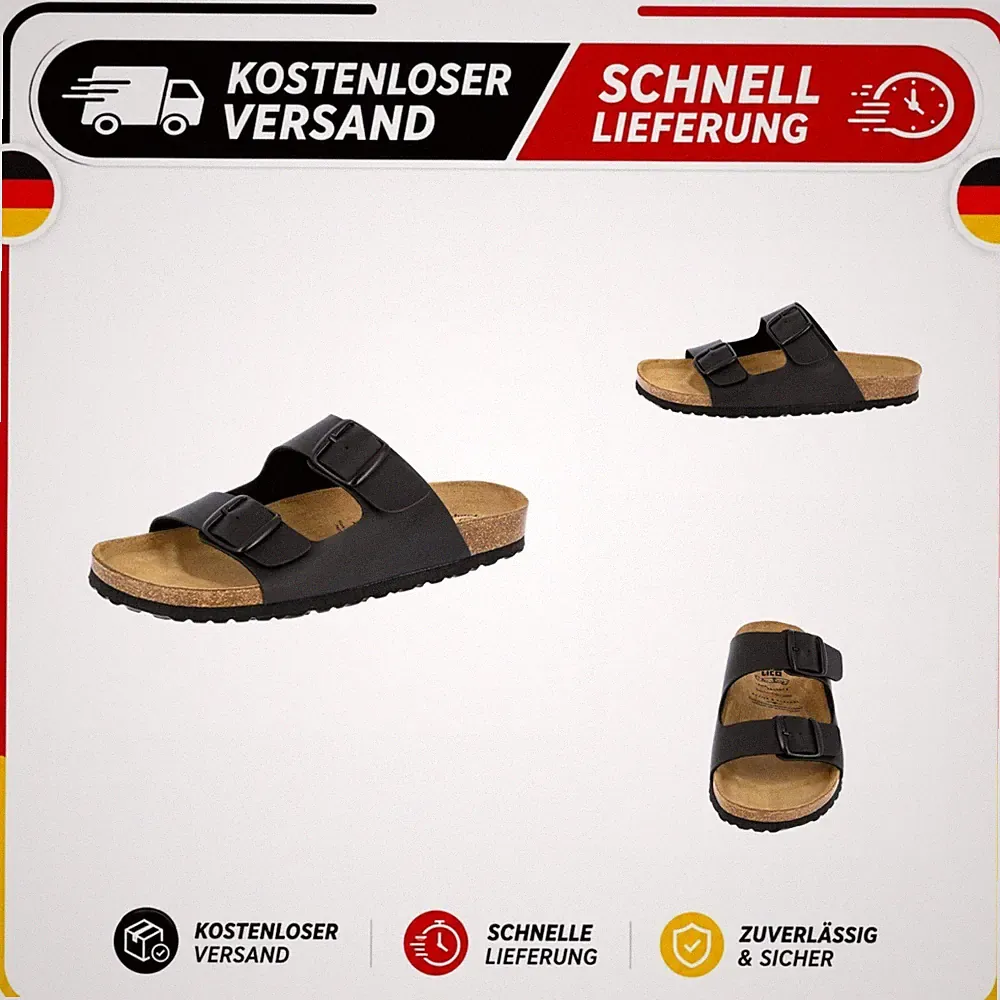 Lico Herren Bioline Man Hausschuh Schwarz Pantoletten