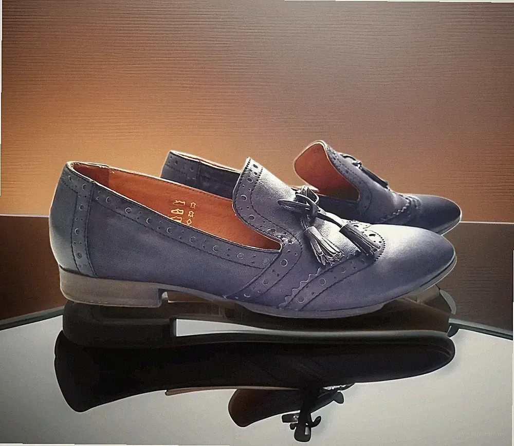 Liebeskind Leder Halbschuh Ballerinas Loafer Slipper Damen Schuhe Gr.38 blau