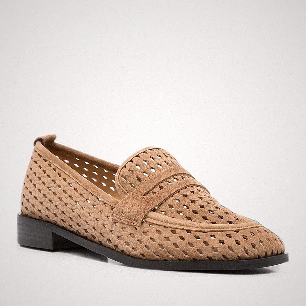 Linda Baumann Damen Beige Wildleder Loafer Freizeit LDB6585-26167BEI