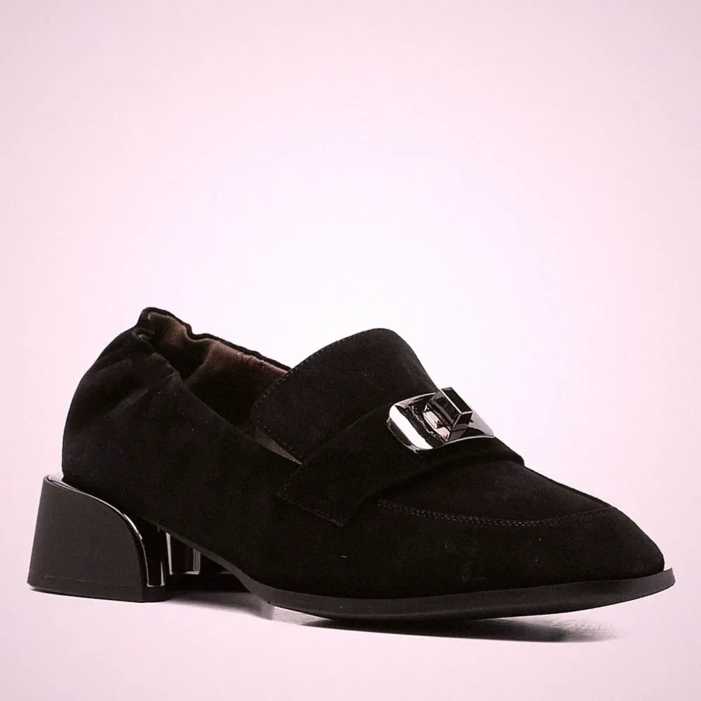 Linda Baumann Damen Schwarze Wildleder Loafer Elegant LDB6585-26133BLK