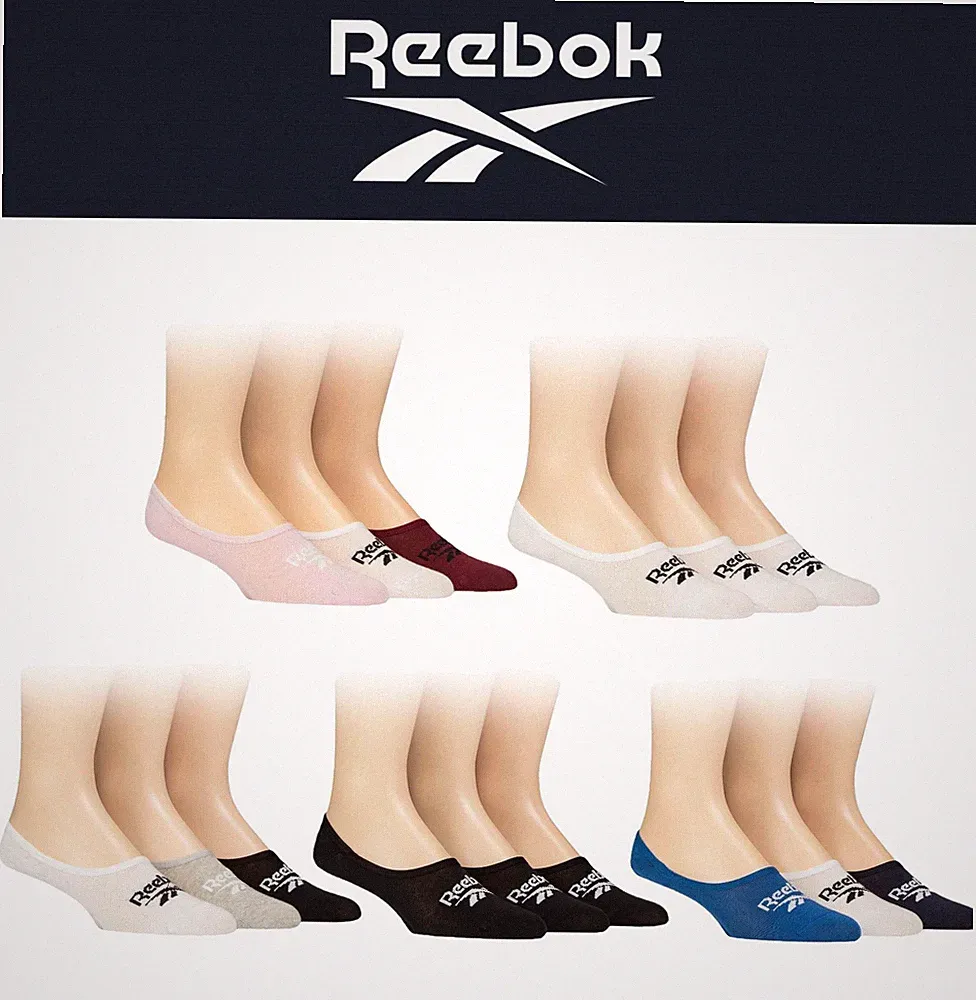 Linersocken Reebok Essentials Herren Damen rutschfeste Ferse Baumwolle Ped - 3 Paar Pack