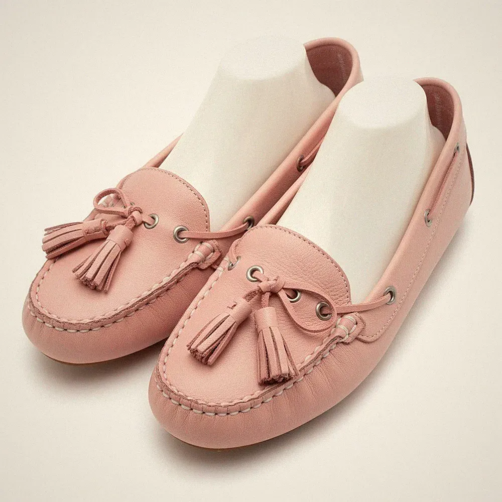 Liva Loop Damen Mokassins Echtleder Rosa Gr.39 Loafer Slipper Leder Schuhe Quast