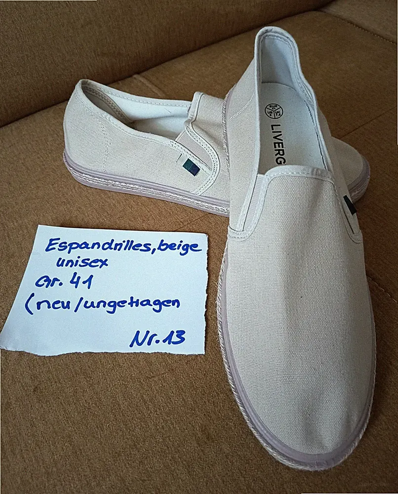 Livergy Espadrilles Freizeitschuhe Slip-On Textil Beige Unisex EU 41