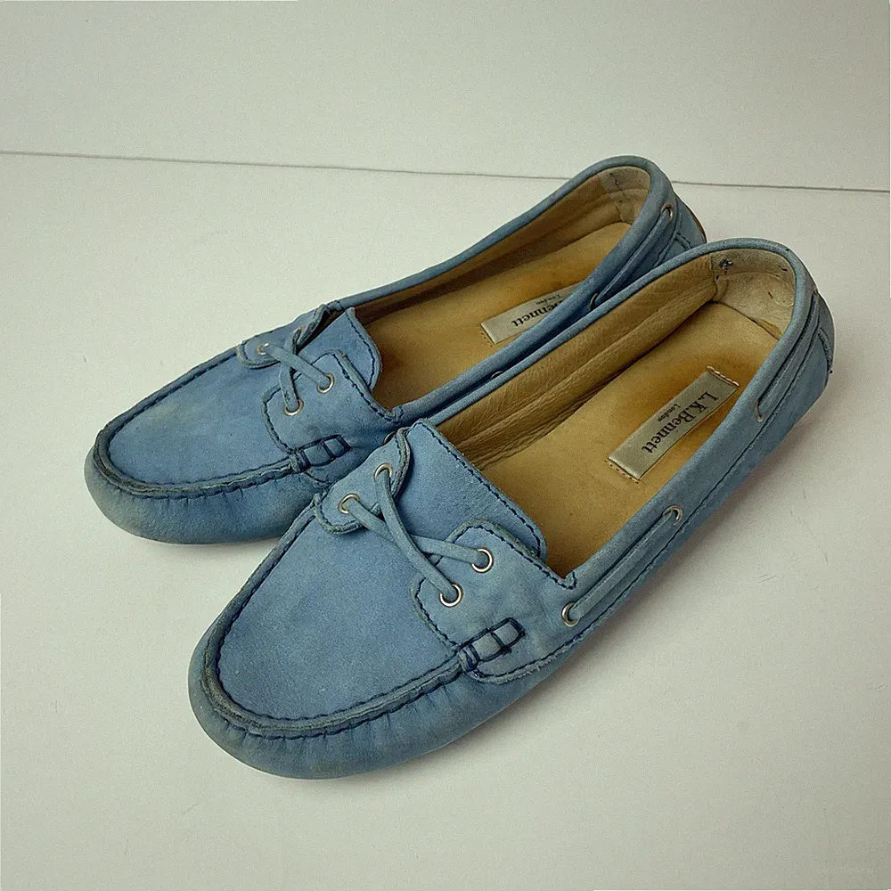 LK Bennett Blau Leder Wildleder Mokassin Halbschuhe EU 37,5 UK 4,5