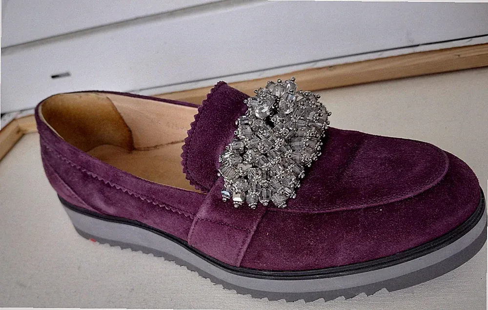 LLOYD Damen Loafer Wildleder Bordeaux mit Schmucksteinen Gr. 39