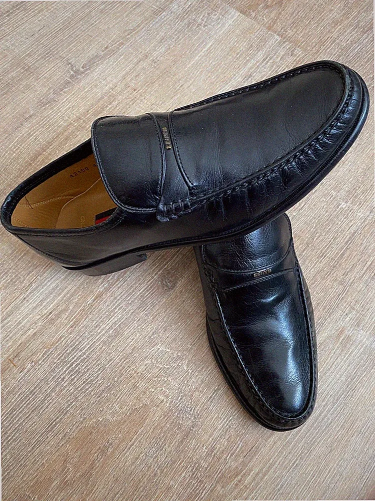LLOYD Egmond Herren Loafer Slipper Gr. 42.5 / 8.5 Black Leder Schwarz Top Zustan