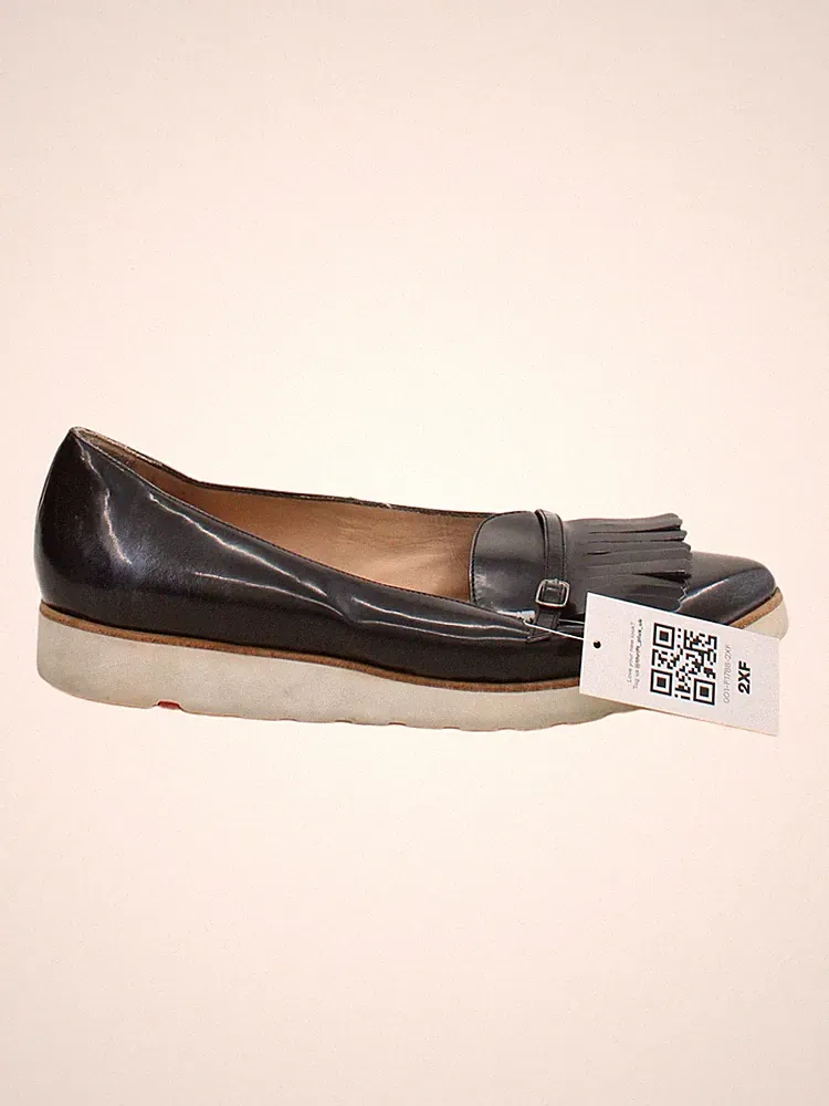 Lloyd flache Damenschuhe UK 7 schwarz 100 % Leder Halbschuh