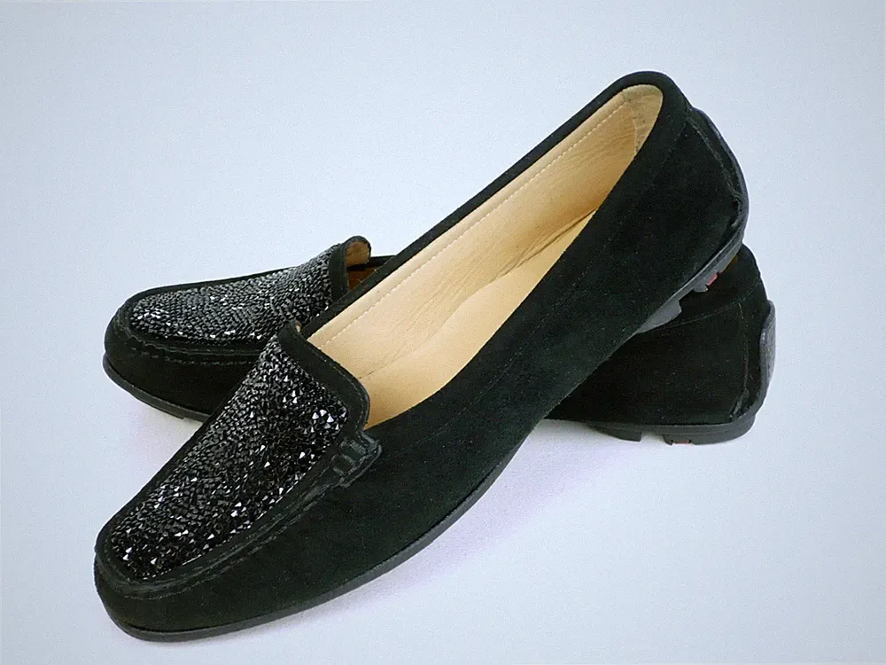 LLOYD loafer Echtleder Gr 37 schwarz edel Glitzer Superkomfort Slipper leicht