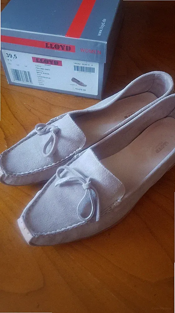 Lloyd Mokassin Loafer beige Velour Leder Größe 39,5