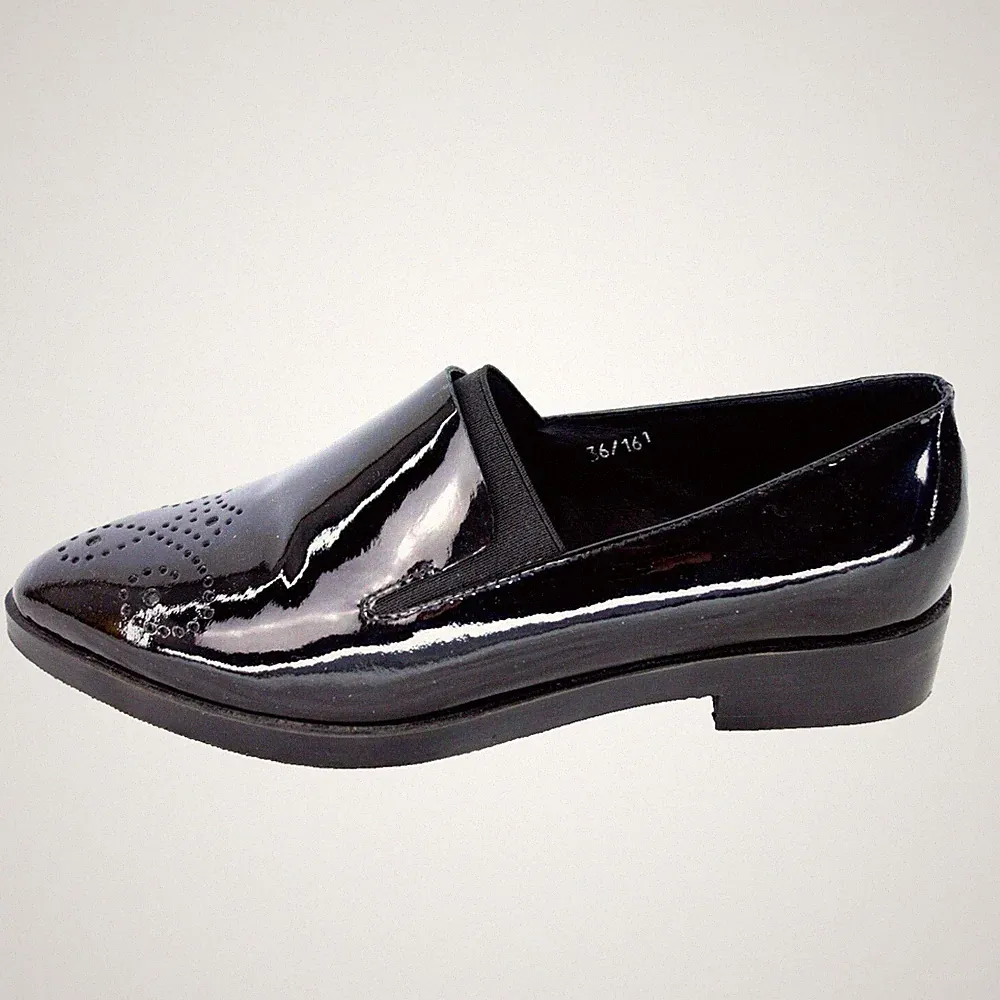 Loafer Bp Zone schwarz Damen Ballerinas Slipper Mokassins echt Lackleder 37 Neu