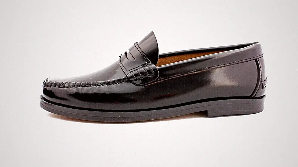 Loafer Damen Leder Anzug Schuhe Castellanos Mokassins Slipper schwarz glänzend