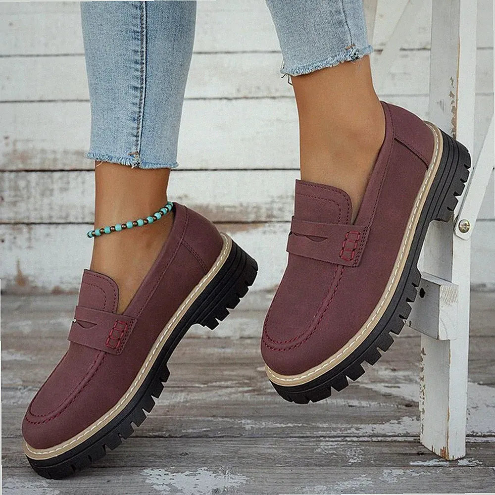Loafer Damen Slip On Bequeme Klobige Slipper Leicht Rutschfest Plattform Schuhe