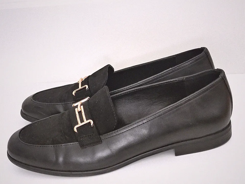 Loafer Graceland Gr. 39 schwarz (Wild)Leder-Imitat mit Zier-Schnalle in Gold