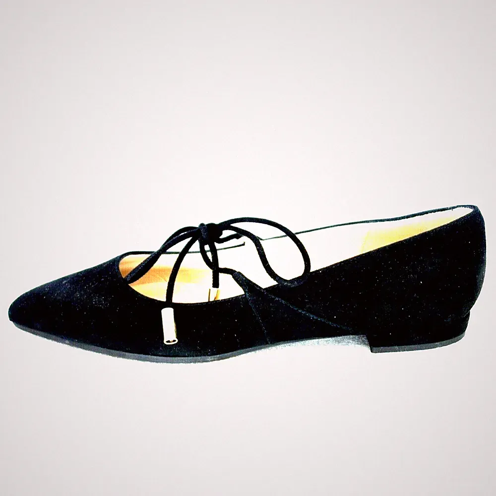 Loafer Look schwarz Schuhe Ballerinas Größe 38 echt Wildleder spitz elegant Neu