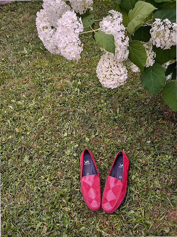 Loafer Mokassins Leder Damenschuhe Schuhe VA MILANO neu rot Sommer