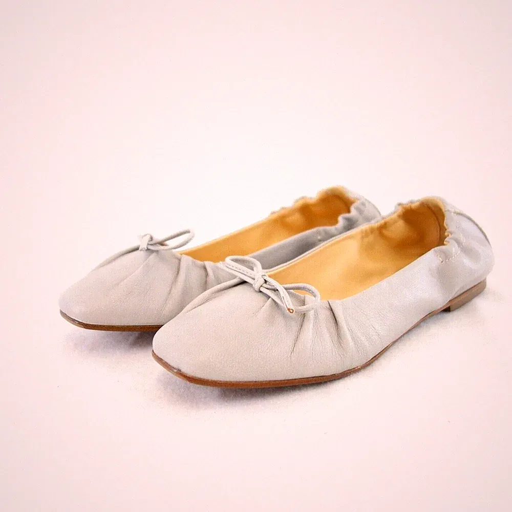 Loafer Ocra Grau Damen Schuhe Ballerinas Flache Slipper Leder 37 37,5 Np 189 Neu