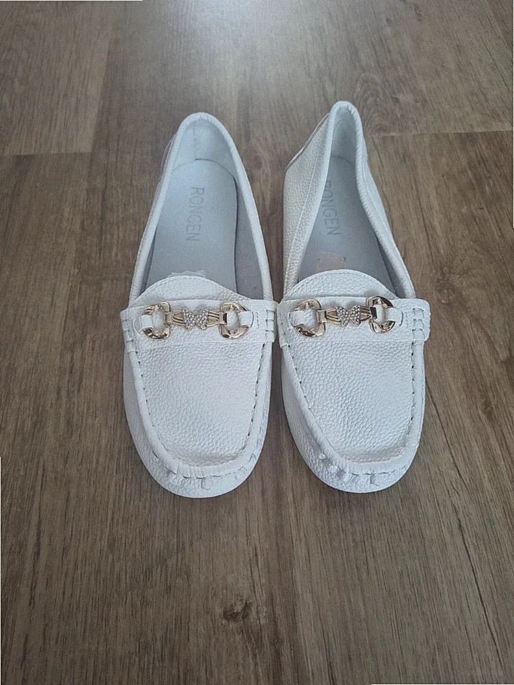 Loafer Rongen Damen 41/40 Weiß/Gold Neu