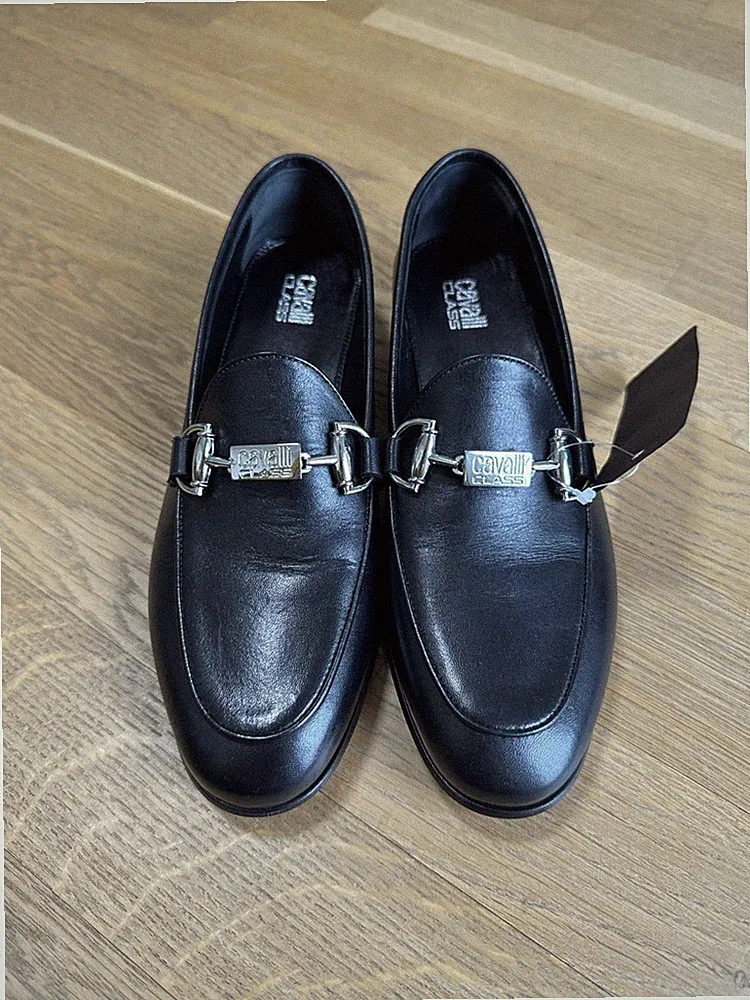 Loafer Slipper Damen Schuhe Roberto Cavalli Class 36 Leder Schwarz