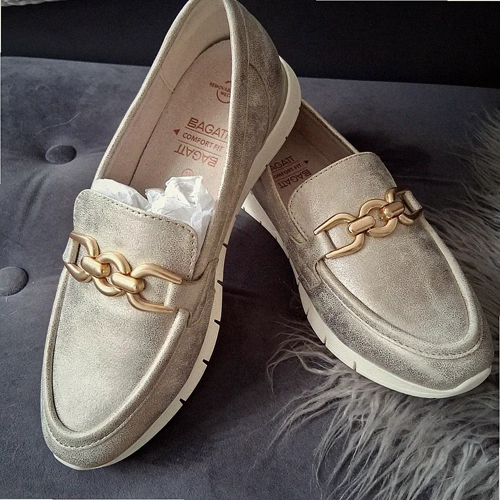 Loafer Slipper* light gold *metallic * Gr. 39 * comfort fit * von BAGATT * NEU