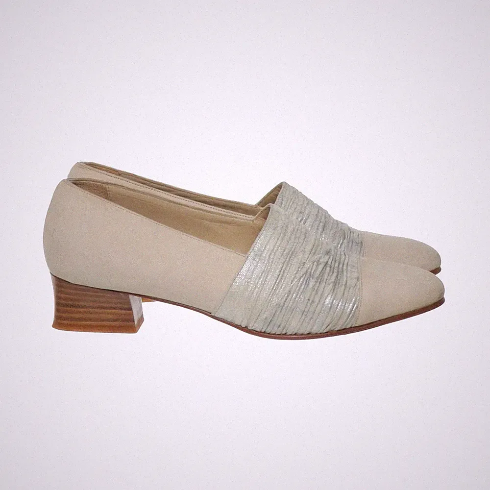 Loafers, Größe: 36, Leder, Beige/Silber, Damen #sCV