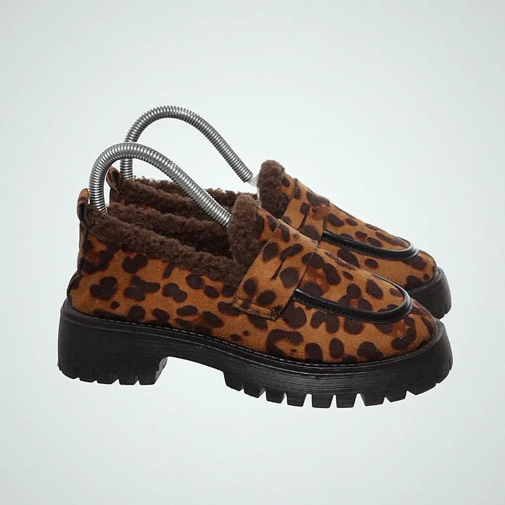 Loafers, Größe: 36, Leder, Braun/Schwarz/Mehrfarbig, Damen #YY9
