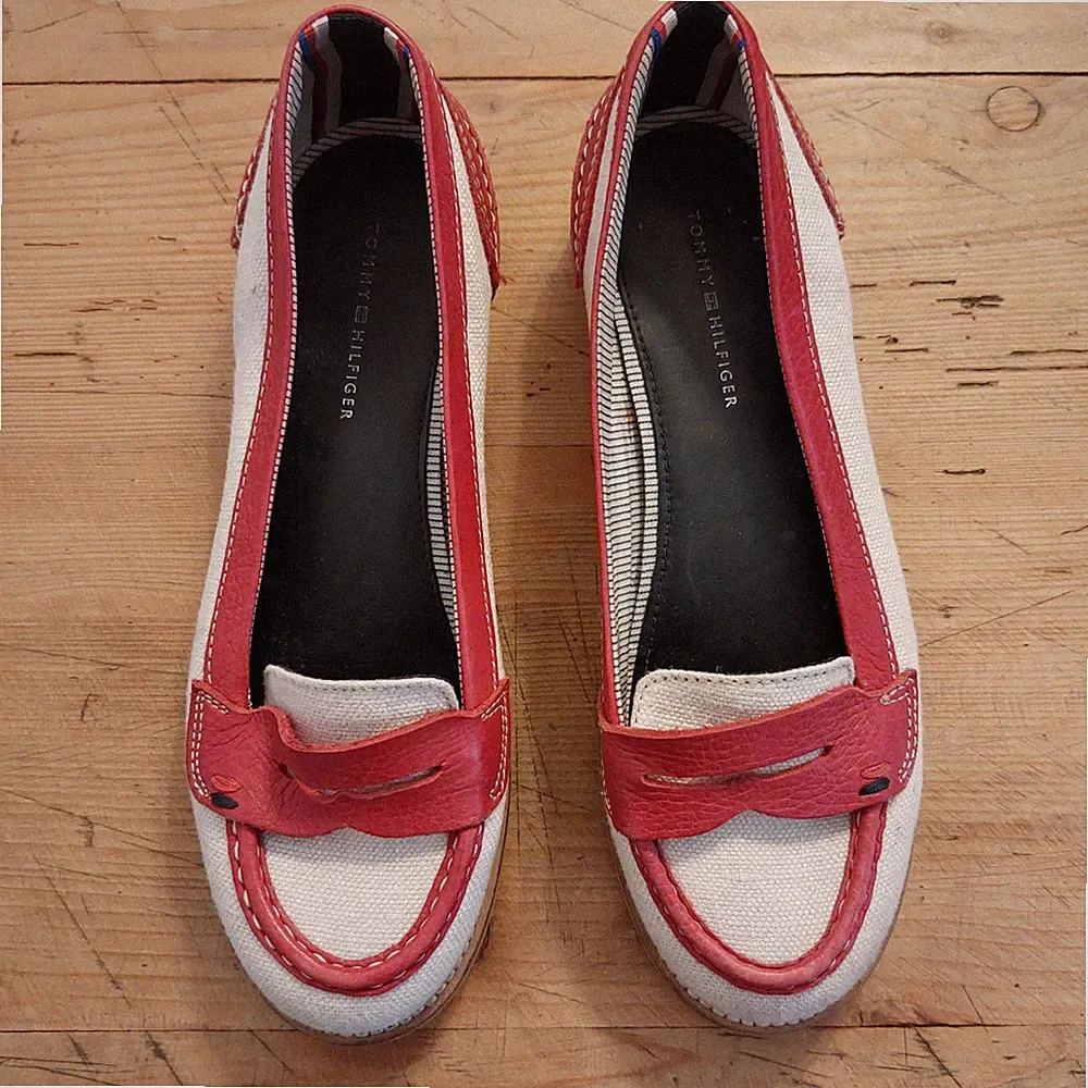 Loafers Tommy Hilfiger, Größe 37, Leinen rot-creme
