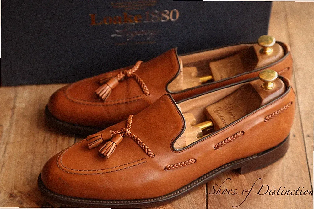 Loake 1880 Bügel Quasten hellbraun Leder Schuhe Halbschuhe Herren UK 11,5 F