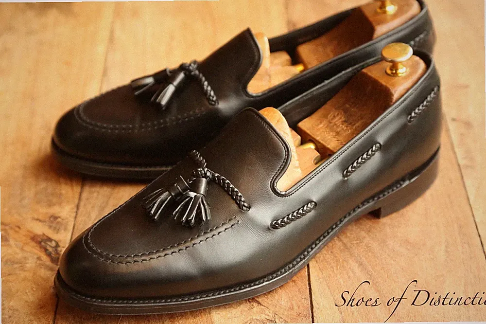 Loake 1880 Bügel schwarz Leder Quasten Halbschuhe Schuhe Herren UK 11 US 12