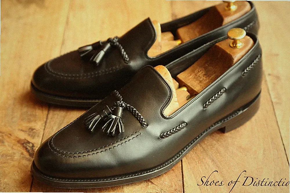 Loake 1880 Bügel schwarz Leder Quasten Halbschuhe Schuhe Herren UK 11 US 12