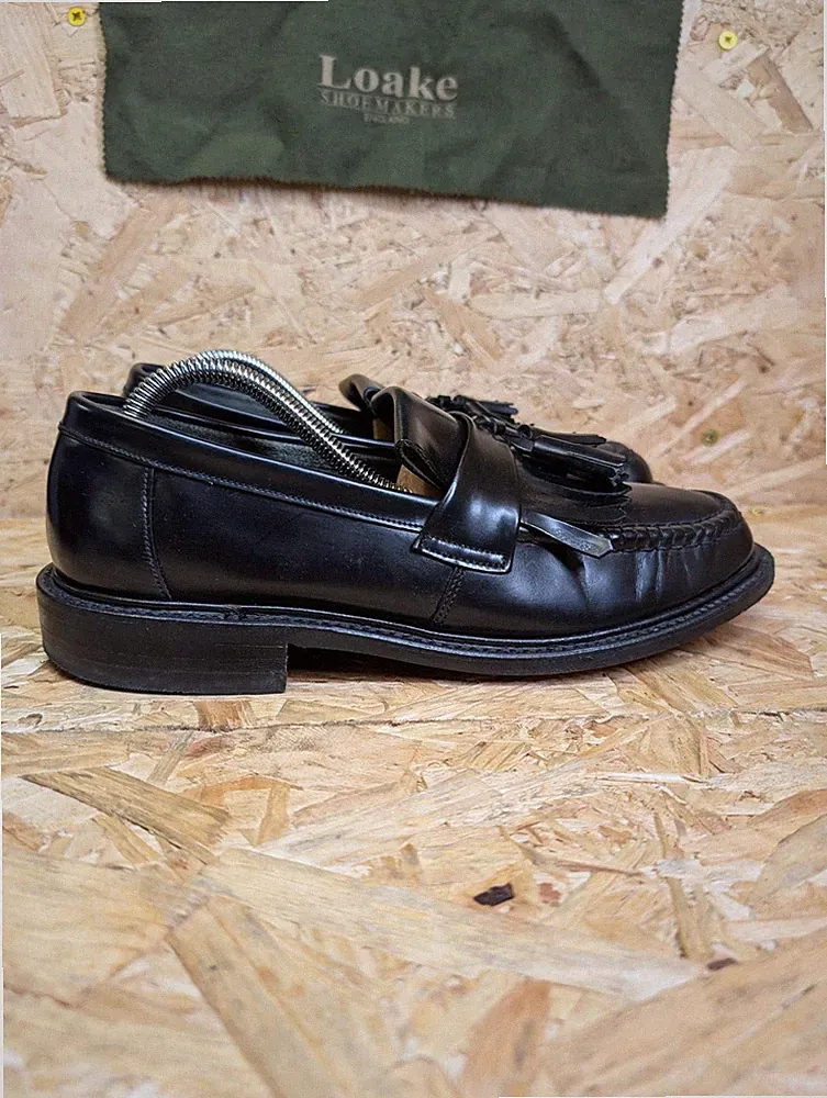 Loake Brighton Schwarz Schuhe UK 6 E EU 39 Leder Schnalle Halbschuhe Slipper Originalverpackt